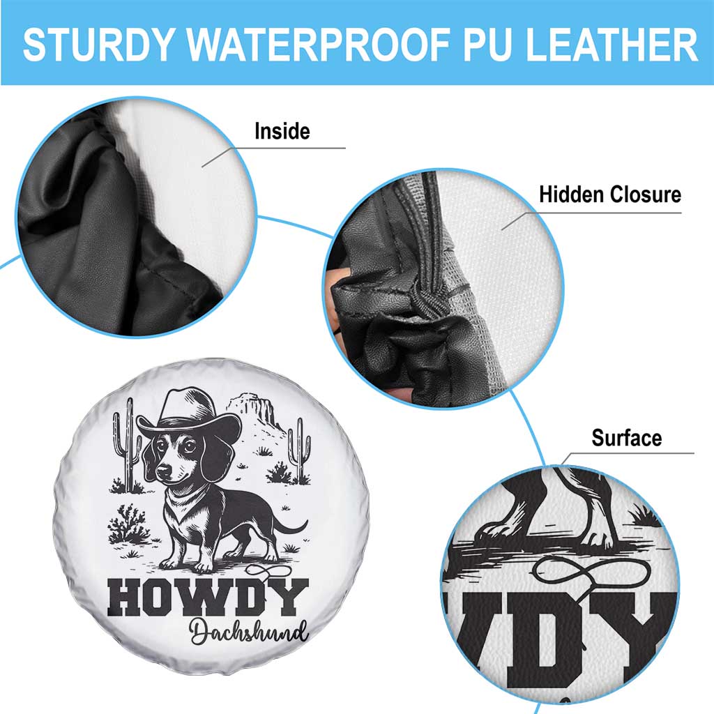 Funny Cowboy Dog Spare Tire Cover Howdy Dachshund Vintage Western TS12 Print Your Wear