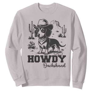 Funny Cowboy Dog Sweatshirt Howdy Dachshund Vintage Western TS12 Ice Gray Print Your Wear