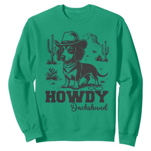 Funny Cowboy Dog Sweatshirt Howdy Dachshund Vintage Western TS12 Irish Green Print Your Wear