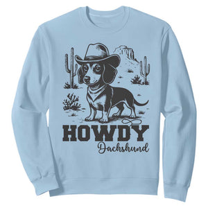 Funny Cowboy Dog Sweatshirt Howdy Dachshund Vintage Western TS12 Light Blue Print Your Wear