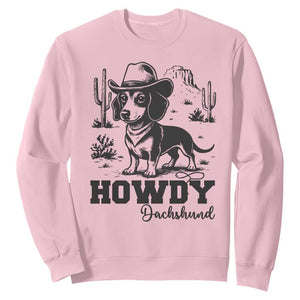 Funny Cowboy Dog Sweatshirt Howdy Dachshund Vintage Western TS12 Light Pink Print Your Wear