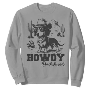 Funny Cowboy Dog Sweatshirt Howdy Dachshund Vintage Western TS12 Sport Gray Print Your Wear