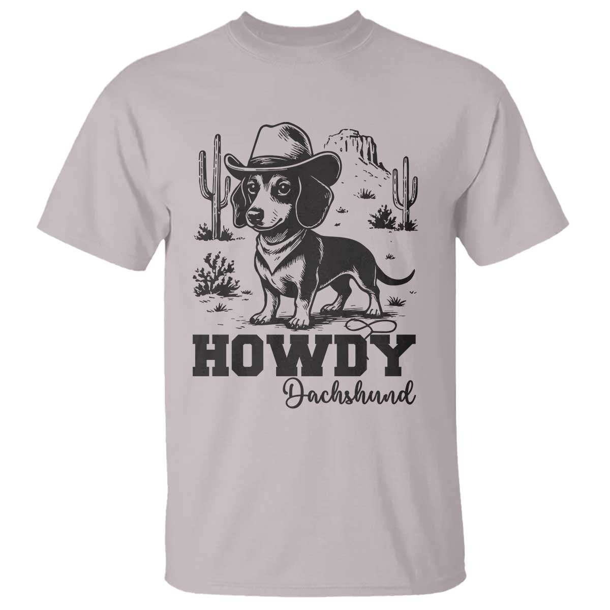 Funny Cowboy Dog T Shirt Howdy Dachshund Vintage Western TS12 Ice Gray Print Your Wear