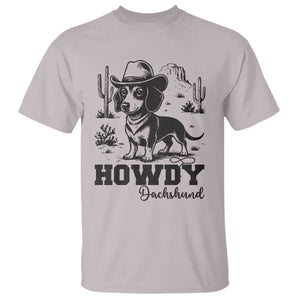 Funny Cowboy Dog T Shirt Howdy Dachshund Vintage Western TS12 Ice Gray Print Your Wear