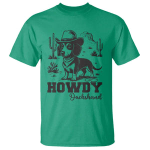 Funny Cowboy Dog T Shirt Howdy Dachshund Vintage Western TS12 Irish Green Print Your Wear