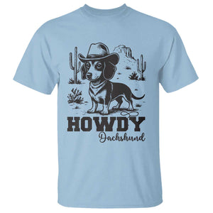 Funny Cowboy Dog T Shirt Howdy Dachshund Vintage Western TS12 Light Blue Print Your Wear