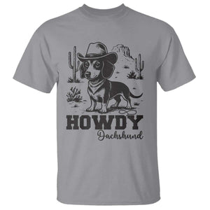 Funny Cowboy Dog T Shirt Howdy Dachshund Vintage Western TS12 Sport Gray Print Your Wear
