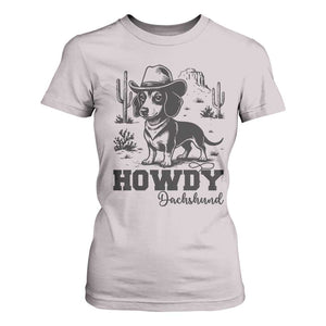 Funny Cowboy Dog T Shirt For Women Howdy Dachshund Vintage Western TS12 Ice Gray Print Your Wear