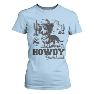 Funny Cowboy Dog T Shirt For Women Howdy Dachshund Vintage Western TS12 Light Blue Print Your Wear