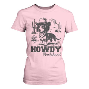 Funny Cowboy Dog T Shirt For Women Howdy Dachshund Vintage Western TS12 Light Pink Print Your Wear
