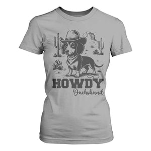 Funny Cowboy Dog T Shirt For Women Howdy Dachshund Vintage Western TS12 Sport Gray Print Your Wear