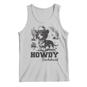 Funny Cowboy Dog Tank Top Howdy Dachshund Vintage Western TS12 Ash Print Your Wear