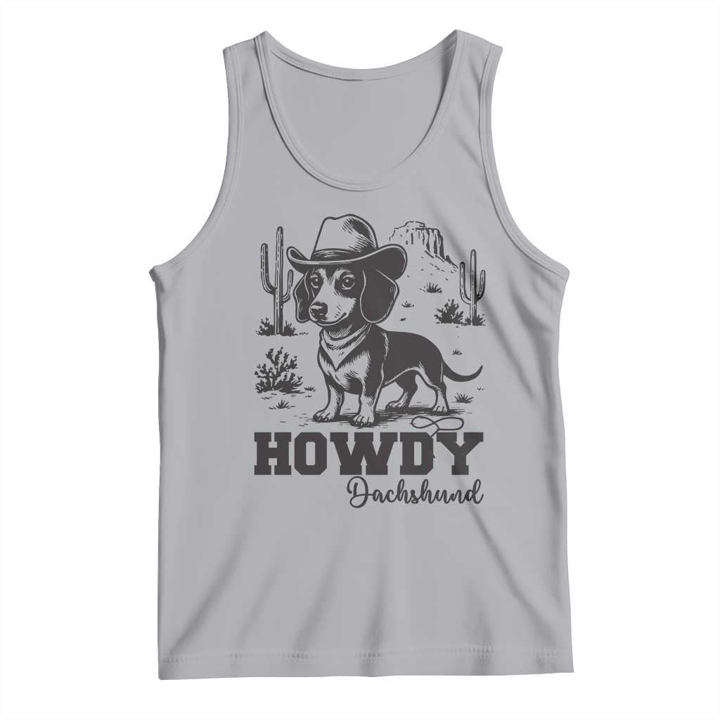 Funny Cowboy Dog Tank Top Howdy Dachshund Vintage Western TS12 Athletic Heather Print Your Wear