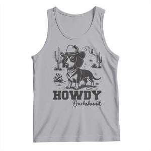 Funny Cowboy Dog Tank Top Howdy Dachshund Vintage Western TS12 Athletic Heather Print Your Wear