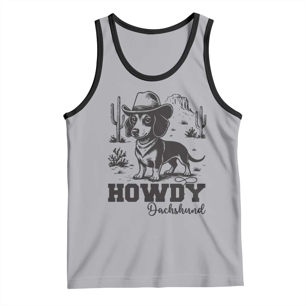 Funny Cowboy Dog Tank Top Howdy Dachshund Vintage Western TS12 Athletic Heather Black Print Your Wear