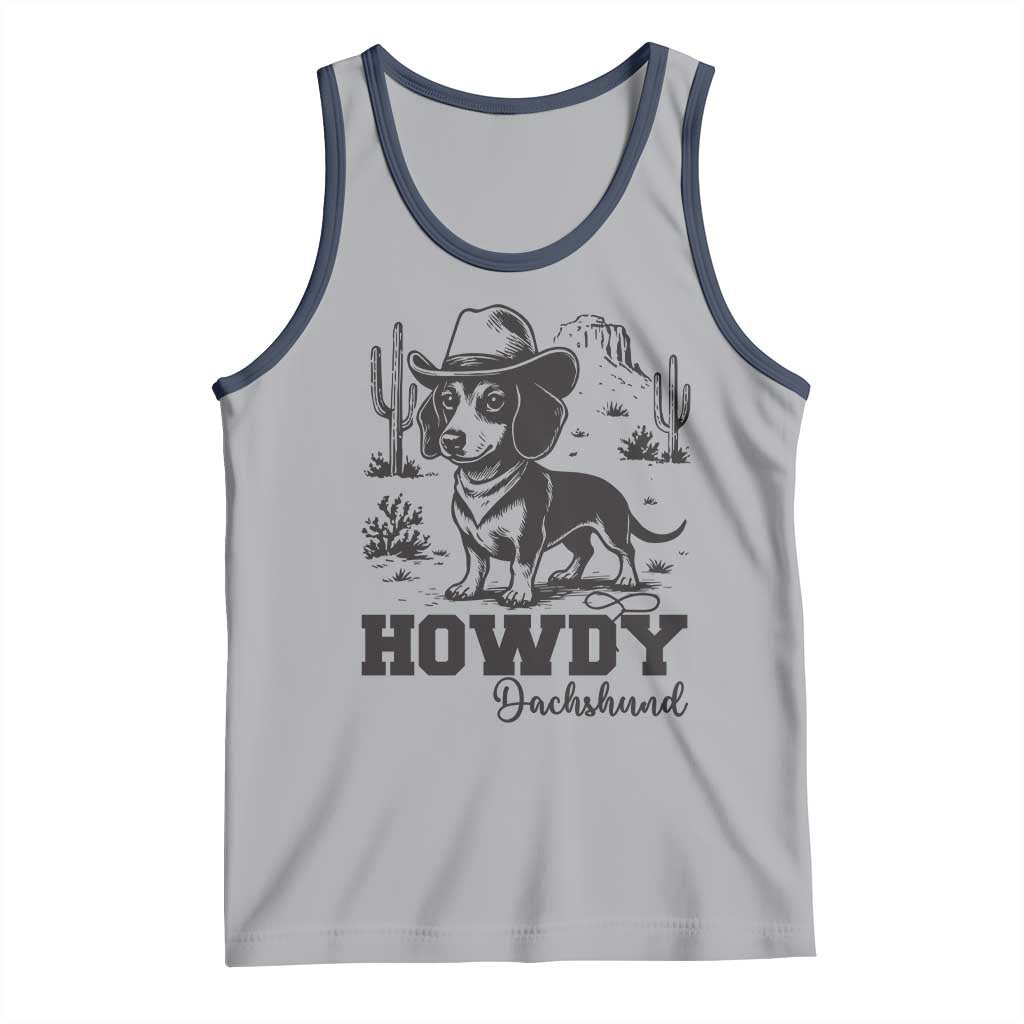 Funny Cowboy Dog Tank Top Howdy Dachshund Vintage Western TS12 Athletic Heather Navy Print Your Wear