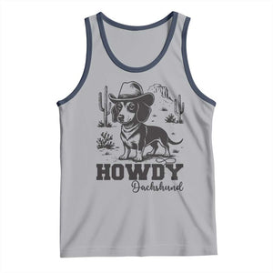 Funny Cowboy Dog Tank Top Howdy Dachshund Vintage Western TS12 Athletic Heather Navy Print Your Wear