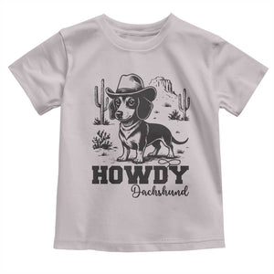 Funny Cowboy Dog Toddler T Shirt Howdy Dachshund Vintage Western TS12 Ice Gray Print Your Wear