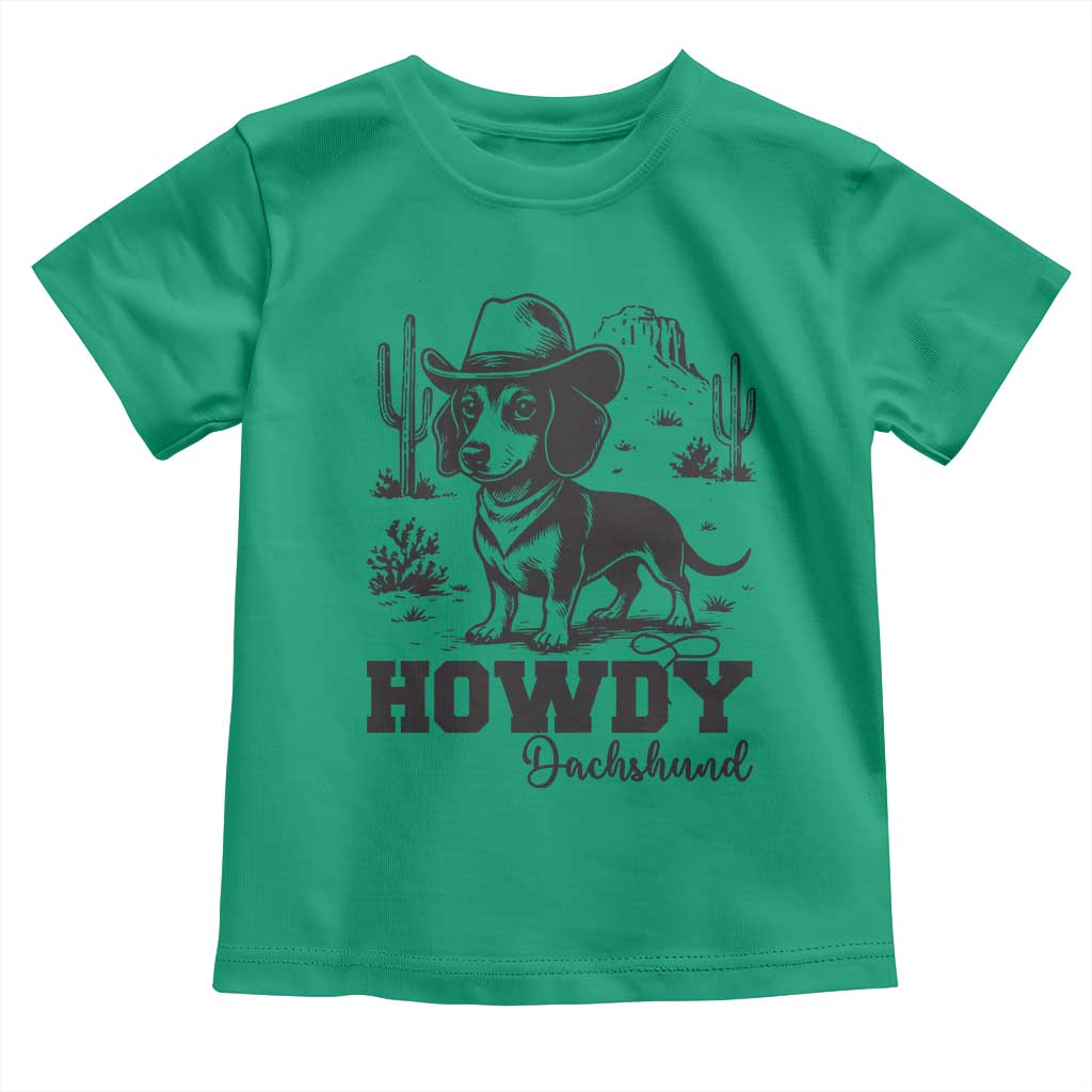 Funny Cowboy Dog Toddler T Shirt Howdy Dachshund Vintage Western TS12 Irish Green Print Your Wear