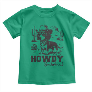 Funny Cowboy Dog Toddler T Shirt Howdy Dachshund Vintage Western TS12 Irish Green Print Your Wear