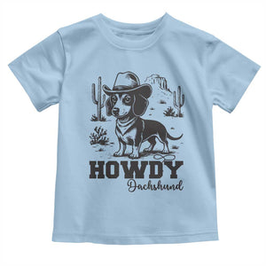 Funny Cowboy Dog Toddler T Shirt Howdy Dachshund Vintage Western TS12 Light Blue Print Your Wear