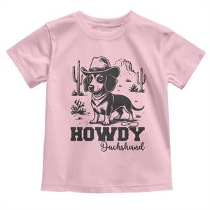 Funny Cowboy Dog Toddler T Shirt Howdy Dachshund Vintage Western TS12 Light Pink Print Your Wear