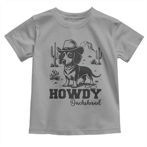 Funny Cowboy Dog Toddler T Shirt Howdy Dachshund Vintage Western TS12 Sport Gray Print Your Wear