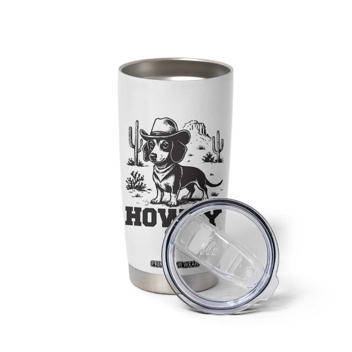 Funny Cowboy Dog Tumbler Cup Howdy Dachshund Vintage Western TS12 Print Your Wear