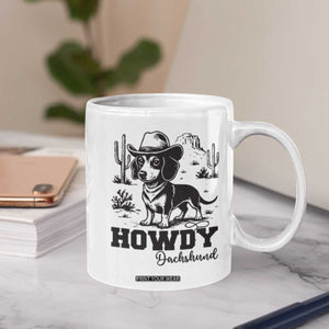 Funny Cowboy Dog Coffee Mug Howdy Dachshund Vintage Western TS12 Print Your Wear