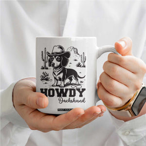 Funny Cowboy Dog Coffee Mug Howdy Dachshund Vintage Western TS12 Print Your Wear