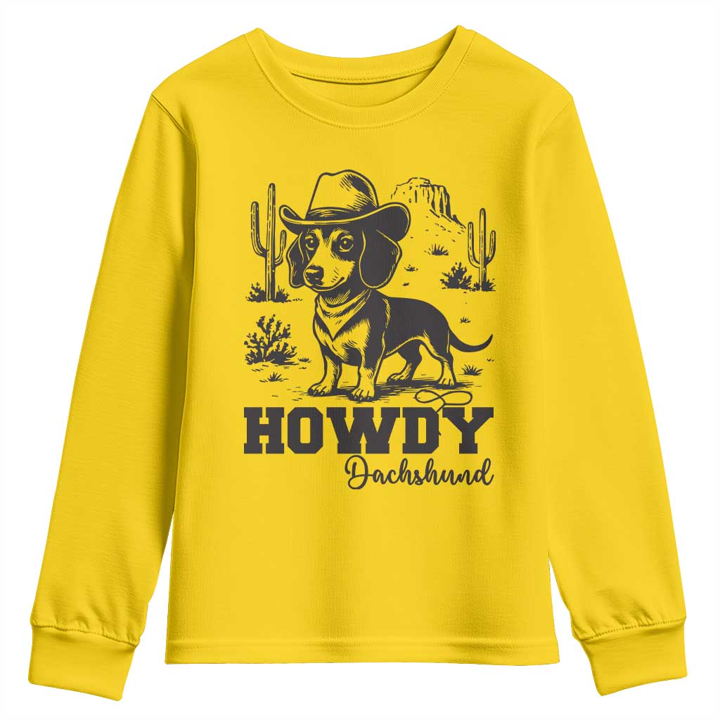 Funny Cowboy Dog Youth Sweatshirt Howdy Dachshund Vintage Western TS12 Daisy Print Your Wear