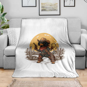 Funny Dachshund Cowboy Throw Blanket Western Wiener Dog TS12 Print Your Wear