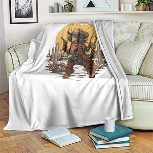 Funny Dachshund Cowboy Throw Blanket Western Wiener Dog TS12 Print Your Wear