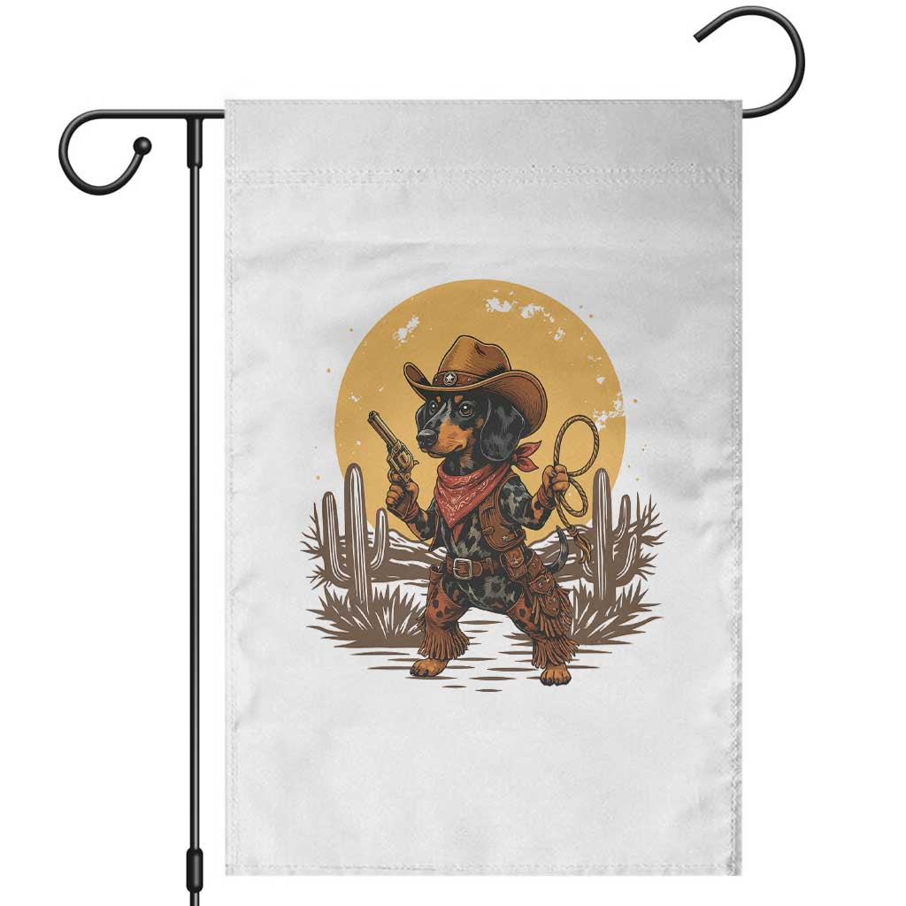 Funny Dachshund Cowboy Garden Flag Western Wiener Dog TS12 White Print Your Wear