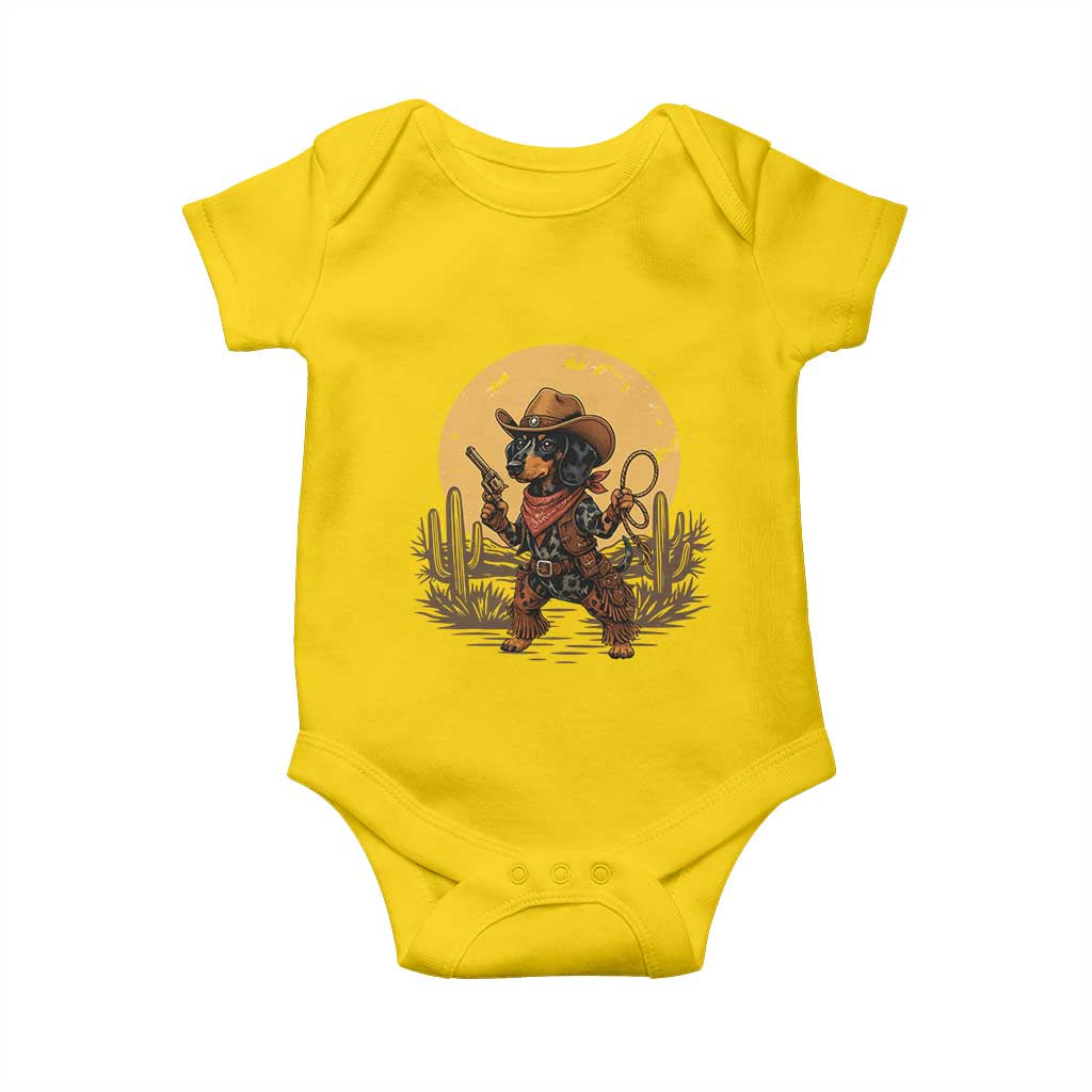Funny Dachshund Cowboy Baby Onesie Western Wiener Dog TS12 Daisy Print Your Wear