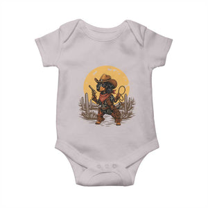 Funny Dachshund Cowboy Baby Onesie Western Wiener Dog TS12 Ice Gray Print Your Wear