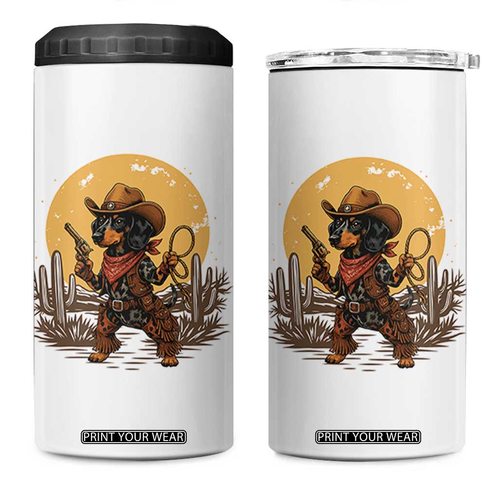 Funny Dachshund Cowboy 4 in 1 Can Cooler Tumbler Western Wiener Dog TS12 One Size: 16 oz White Print Your Wear