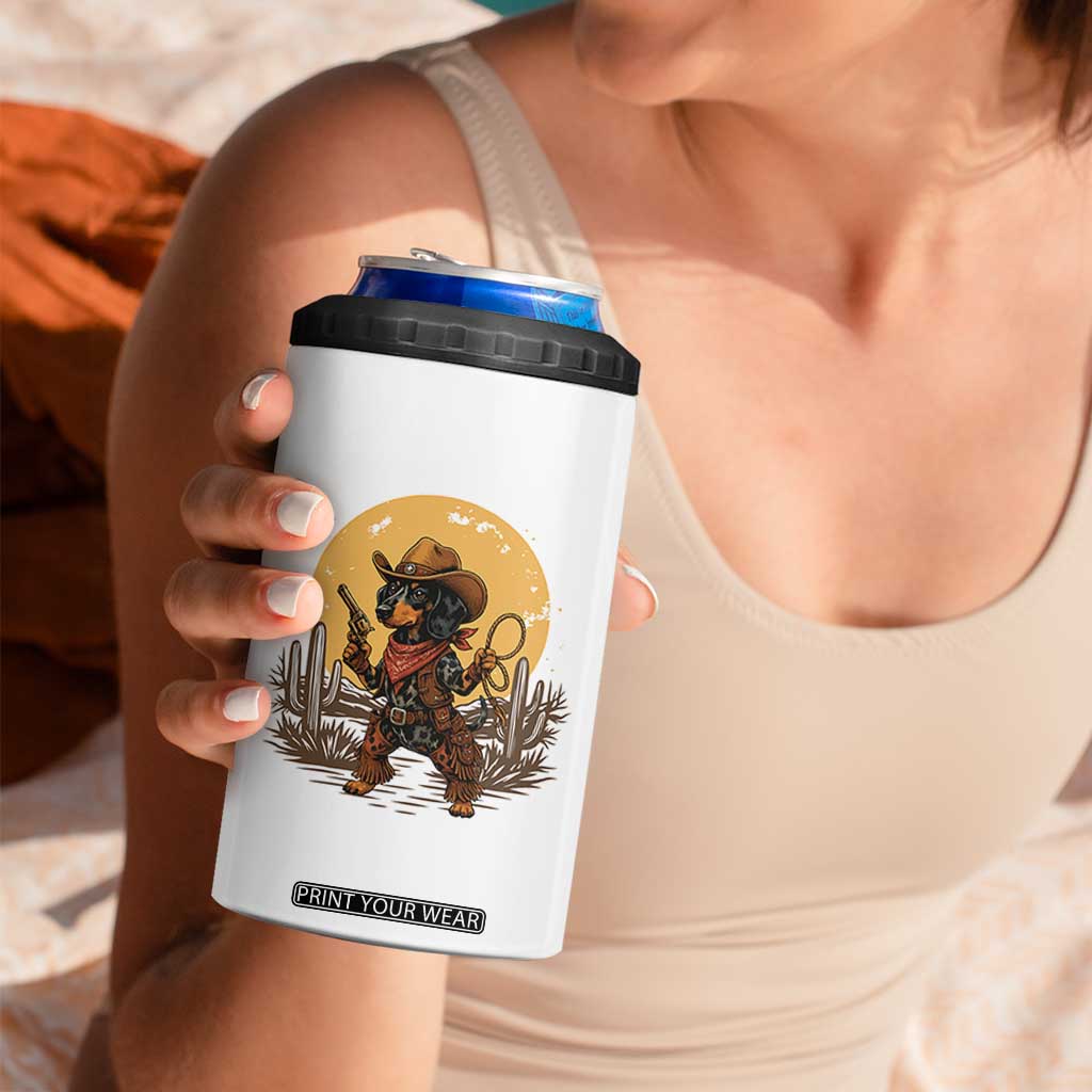 Funny Dachshund Cowboy 4 in 1 Can Cooler Tumbler Western Wiener Dog TS12 Print Your Wear