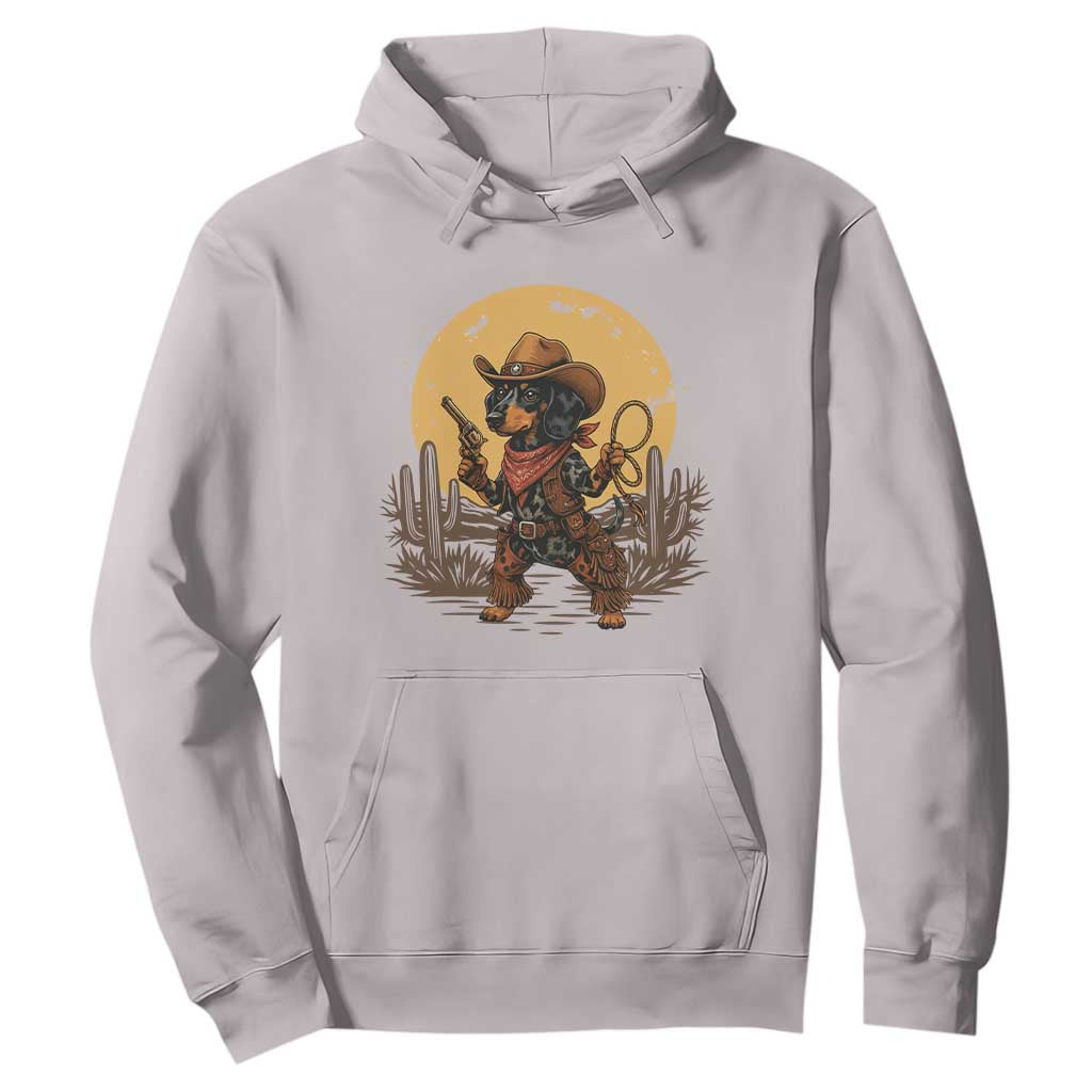 Funny Dachshund Cowboy Hoodie Western Wiener Dog TS12 Ice Gray Print Your Wear