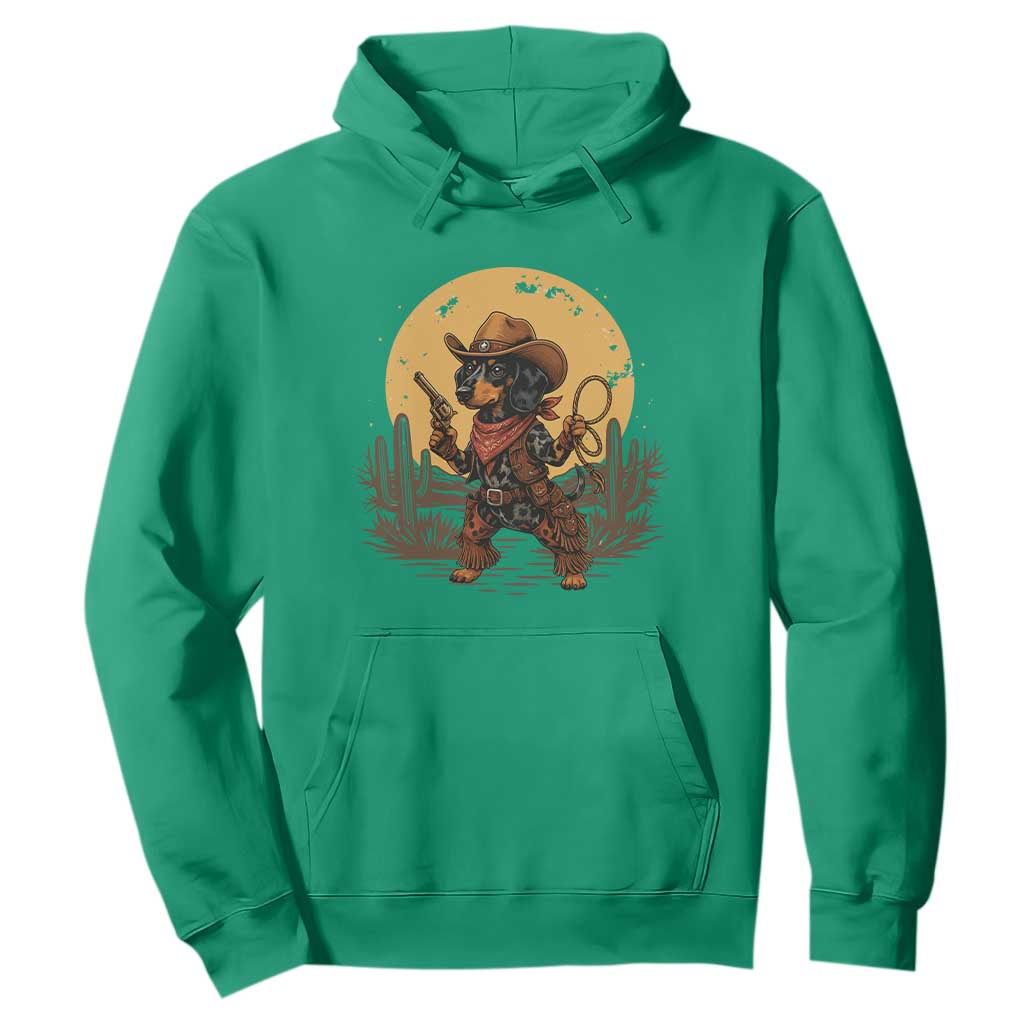 Funny Dachshund Cowboy Hoodie Western Wiener Dog TS12 Irish Green Print Your Wear