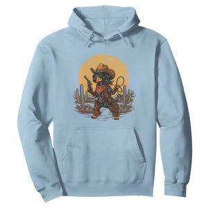 Funny Dachshund Cowboy Hoodie Western Wiener Dog TS12 Light Blue Print Your Wear