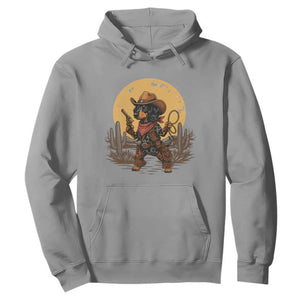Funny Dachshund Cowboy Hoodie Western Wiener Dog TS12 Sport Gray Print Your Wear