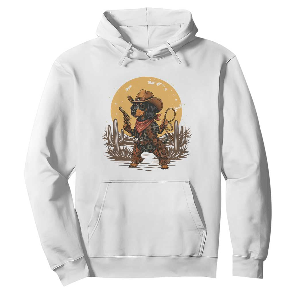 Funny Dachshund Cowboy Hoodie Western Wiener Dog TS12 White Print Your Wear
