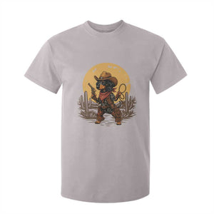 Funny Dachshund Cowboy T Shirt For Kid Western Wiener Dog TS12 Ice Gray Print Your Wear