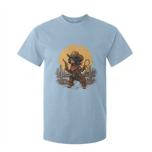 Funny Dachshund Cowboy T Shirt For Kid Western Wiener Dog TS12 Light Blue Print Your Wear