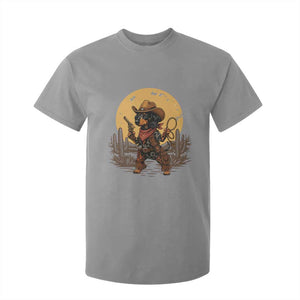Funny Dachshund Cowboy T Shirt For Kid Western Wiener Dog TS12 Sport Gray Print Your Wear