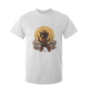 Funny Dachshund Cowboy T Shirt For Kid Western Wiener Dog TS12 White Print Your Wear