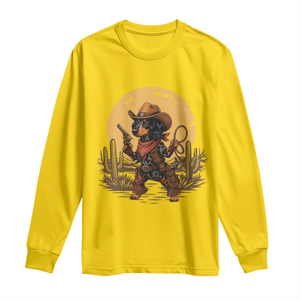 Funny Dachshund Cowboy Long Sleeve Shirt Western Wiener Dog TS12 Daisy Print Your Wear
