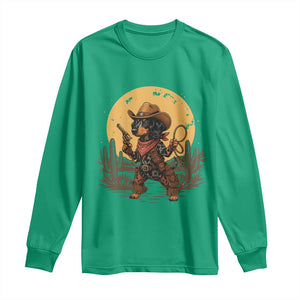 Funny Dachshund Cowboy Long Sleeve Shirt Western Wiener Dog TS12 Irish Green Print Your Wear