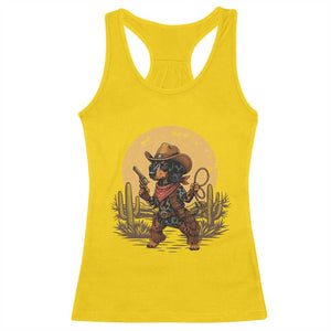 Funny Dachshund Cowboy Racerback Tank Top Western Wiener Dog TS12 Daisy Print Your Wear